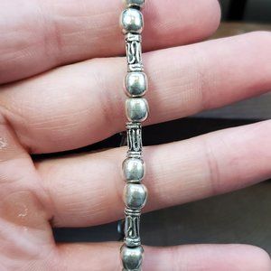 7 Inch Sterling Silver Tribal Pattern And Metal Bead Bracelet